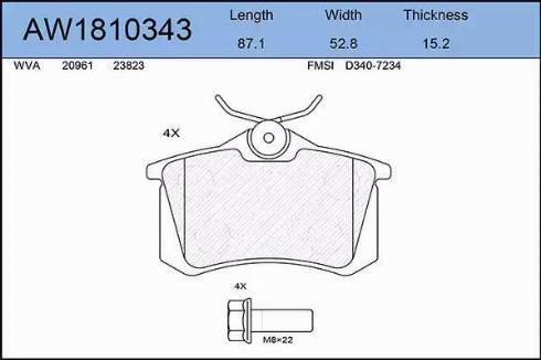 Aywiparts AW1810343 - Колодки тормозные задние AUDI A4 /A6/Golf III /Passat 1.8-2.8 90-97/Vento 94-98 autosila-amz.com