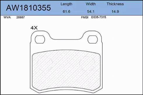 Aywiparts AW1810355 - Тормозные колодки, дисковые, комплект autosila-amz.com