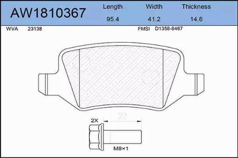 Aywiparts AW1810367 - Тормозные колодки, дисковые, комплект autosila-amz.com