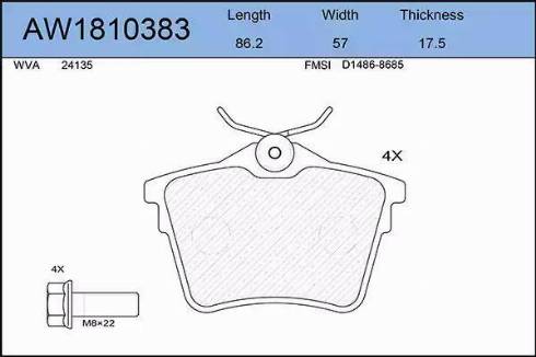 Aywiparts AW1810383 - Тормозные колодки, дисковые, комплект autosila-amz.com