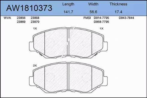 Aywiparts AW1810373 - Тормозные колодки, дисковые, комплект autosila-amz.com