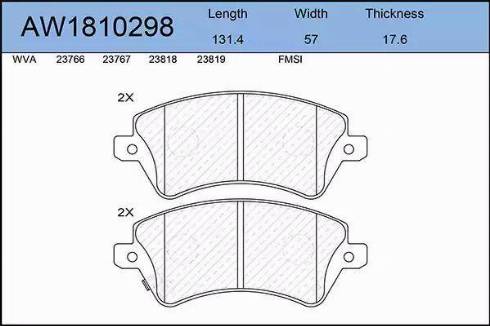 Aywiparts AW1810298 - Тормозные колодки, дисковые, комплект autosila-amz.com