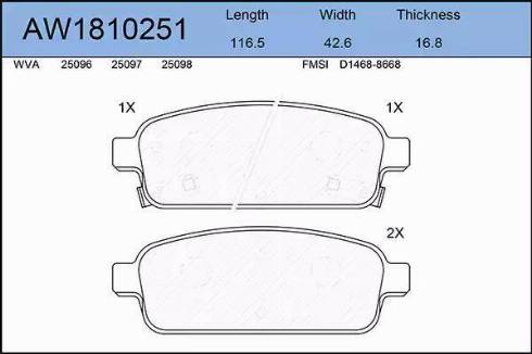 Aywiparts AW1810251 - КОЛОДКИ ЗАДНИЕ ДИСКОВЫЕ CRUZE R15 (AYWIPARTS) AW1810251 autosila-amz.com