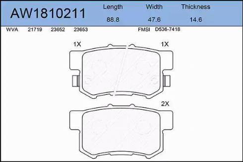 Aywiparts AW1810211 - Колодки тормозные Suzuki SX4 06--, Honda Ассоrd --08, Civic --11 задние autosila-amz.com