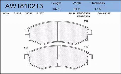 Aywiparts AW1810213 - Колодки тормозные передние HYUNDAI Elantra 00>/Lantra 98>/Sonata >01, KIA Magent autosila-amz.com