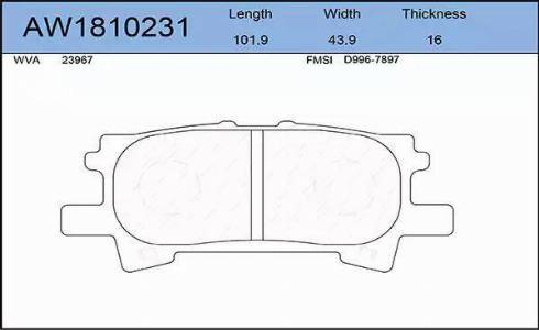 Aywiparts AW1810231 - Тормозные колодки, дисковые, комплект autosila-amz.com