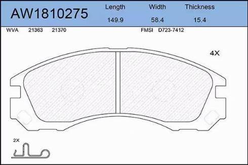 Aywiparts AW1810275 - Тормозные колодки, дисковые, комплект autosila-amz.com