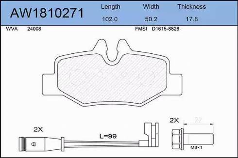 Aywiparts AW1810271 - Тормозные колодки, дисковые, комплект autosila-amz.com