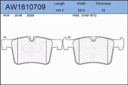 Aywiparts AW1810709 - Тормозные колодки, дисковые, комплект autosila-amz.com