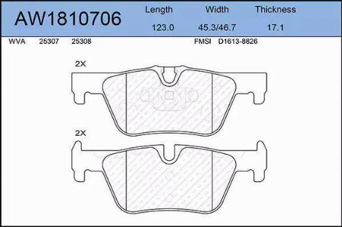 Aywiparts AW1810706 - Тормозные колодки, дисковые, комплект autosila-amz.com