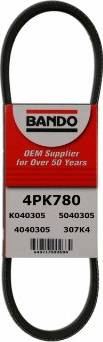 Bando 4PK780 - Ремень поликлин TY 2L# (ALT), HO B16A EM1 99-01 (ALT), HY Getz 1.1 06- (ALT) autosila-amz.com