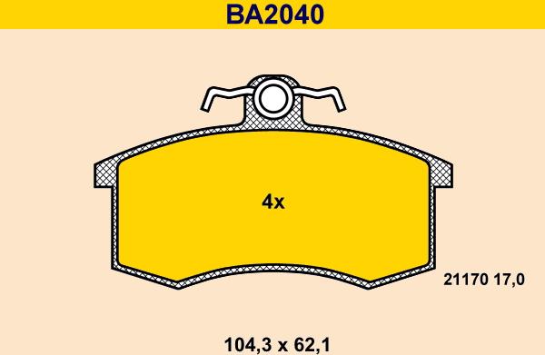 Barum BA2040 - Тормозные колодки, дисковые, комплект autosila-amz.com