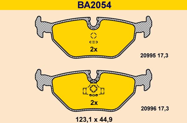 Barum BA2054 - Тормозные колодки, дисковые, комплект autosila-amz.com