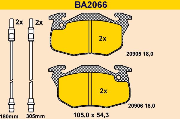 Barum BA2066 - Тормозные колодки, дисковые, комплект autosila-amz.com