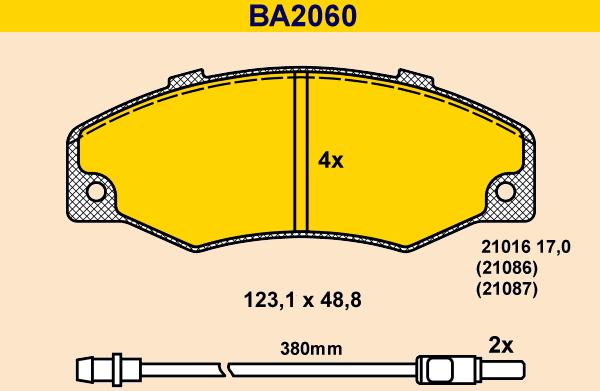 Barum BA2060 - Тормозные колодки, дисковые, комплект autosila-amz.com