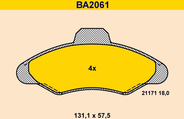 Barum BA2061 - Тормозные колодки, дисковые, комплект autosila-amz.com