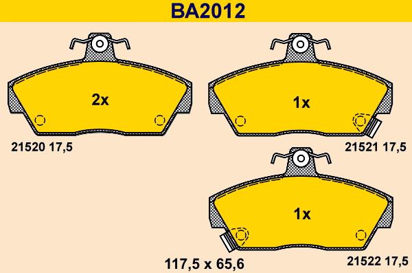 Barum BA2012 - Тормозные колодки, дисковые, комплект autosila-amz.com