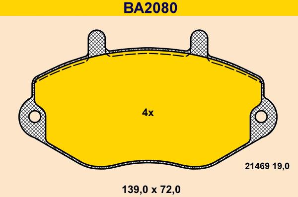 Barum BA2080 - Тормозные колодки, дисковые, комплект autosila-amz.com
