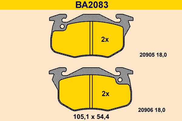 Barum BA2083 - Тормозные колодки, дисковые, комплект autosila-amz.com