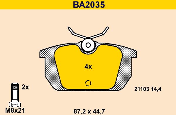 Barum BA2035 - Тормозные колодки, дисковые, комплект autosila-amz.com