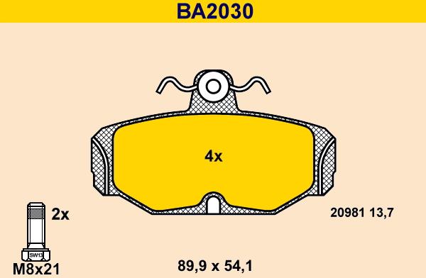 Barum BA2030 - Тормозные колодки, дисковые, комплект autosila-amz.com