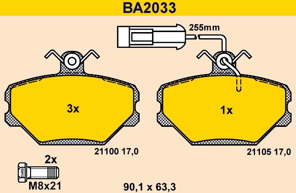 Barum BA2033 - Тормозные колодки, дисковые, комплект autosila-amz.com