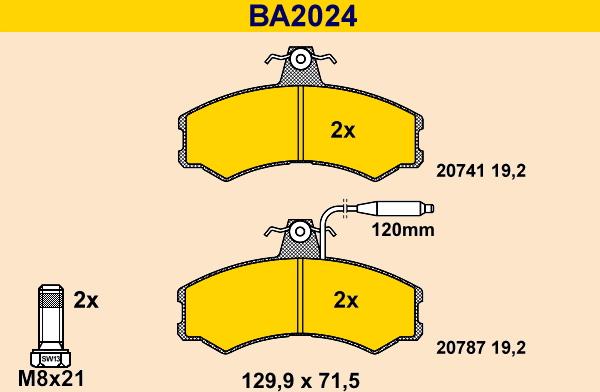 Barum BA2024 - Тормозные колодки, дисковые, комплект autosila-amz.com