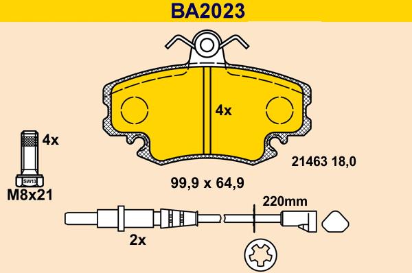 Barum BA2023 - Тормозные колодки, дисковые, комплект autosila-amz.com