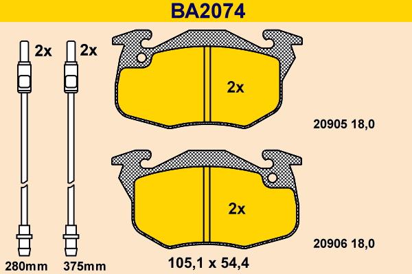 Barum BA2074 - Тормозные колодки, дисковые, комплект autosila-amz.com