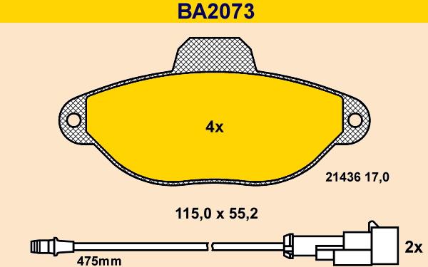 Barum BA2073 - Тормозные колодки, дисковые, комплект autosila-amz.com