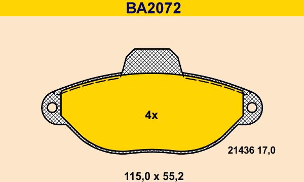 Barum BA2072 - Тормозные колодки, дисковые, комплект autosila-amz.com