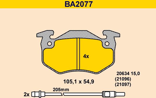 Barum BA2077 - Тормозные колодки, дисковые, комплект autosila-amz.com