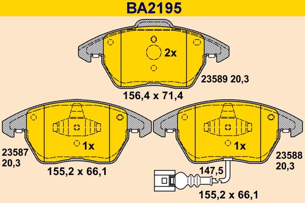 Barum BA2195 - Тормозные колодки, дисковые, комплект autosila-amz.com