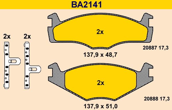 Barum BA2141 - Тормозные колодки, дисковые, комплект autosila-amz.com