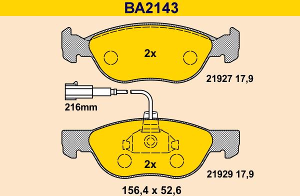 Barum BA2143 - Тормозные колодки, дисковые, комплект autosila-amz.com