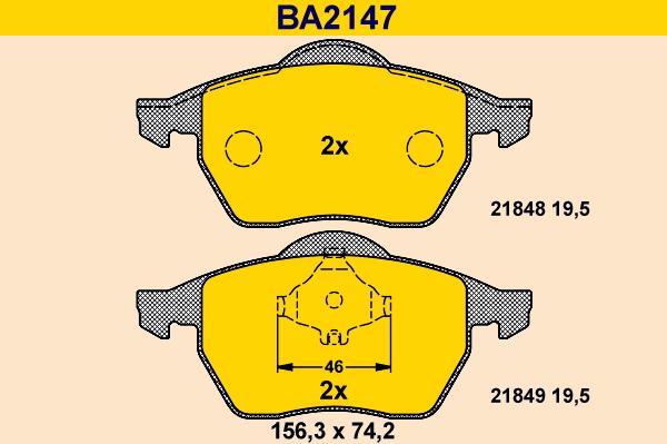 Barum BA2147 - Тормозные колодки, дисковые, комплект autosila-amz.com