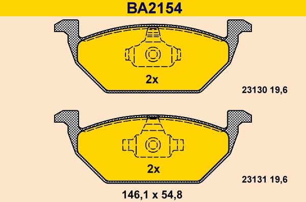 Barum BA2154 - Тормозные колодки, дисковые, комплект autosila-amz.com