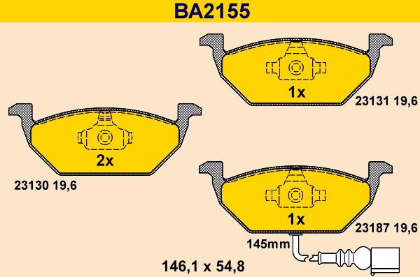 Barum BA2155 - Тормозные колодки, дисковые, комплект autosila-amz.com