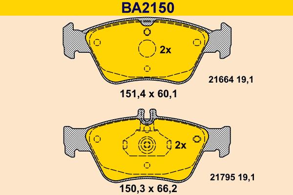 Barum BA2150 - Тормозные колодки, дисковые, комплект autosila-amz.com