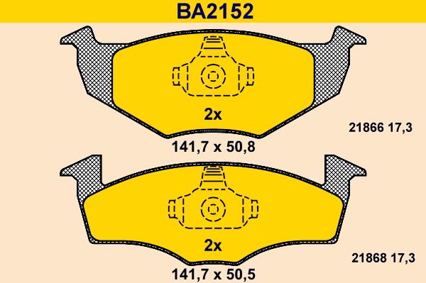 Barum BA2152 - Тормозные колодки, дисковые, комплект autosila-amz.com