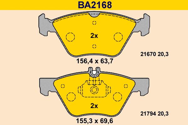 Barum BA2168 - Тормозные колодки, дисковые, комплект autosila-amz.com