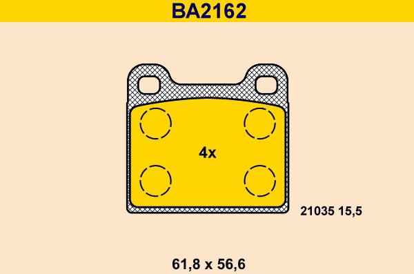 Barum BA2162 - Тормозные колодки, дисковые, комплект autosila-amz.com