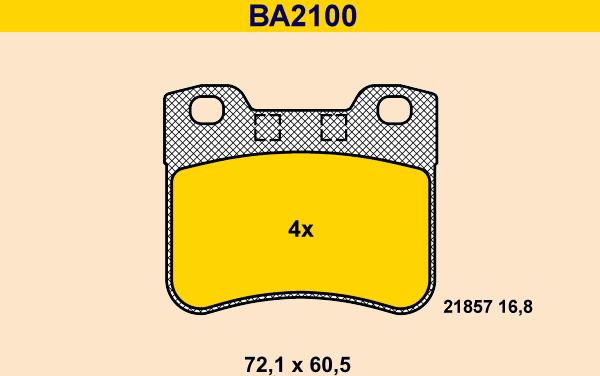 Barum BA2100 - Тормозные колодки, дисковые, комплект autosila-amz.com
