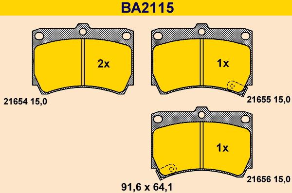Barum BA2115 - Тормозные колодки, дисковые, комплект autosila-amz.com