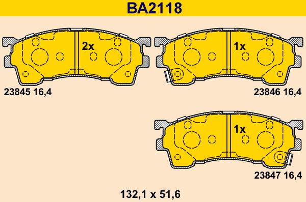 Barum BA2118 - Тормозные колодки, дисковые, комплект autosila-amz.com