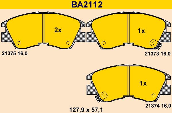 Barum BA2112 - Тормозные колодки, дисковые, комплект autosila-amz.com
