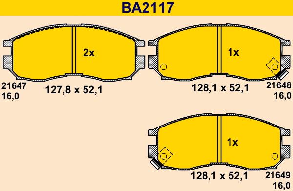 Barum BA2117 - Тормозные колодки, дисковые, комплект autosila-amz.com