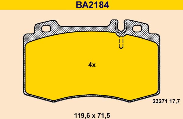Barum BA2184 - Тормозные колодки, дисковые, комплект autosila-amz.com
