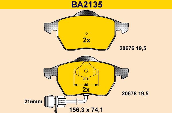 Barum BA2135 - Тормозные колодки, дисковые, комплект autosila-amz.com