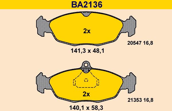 Barum BA2136 - Тормозные колодки, дисковые, комплект autosila-amz.com